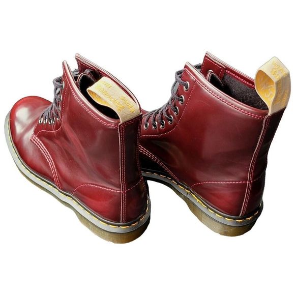 Dr Martens Cherry Red Oxford Vegan 1360 Lace Up Boots Doc Marten Shoe - Picture 7 of 10